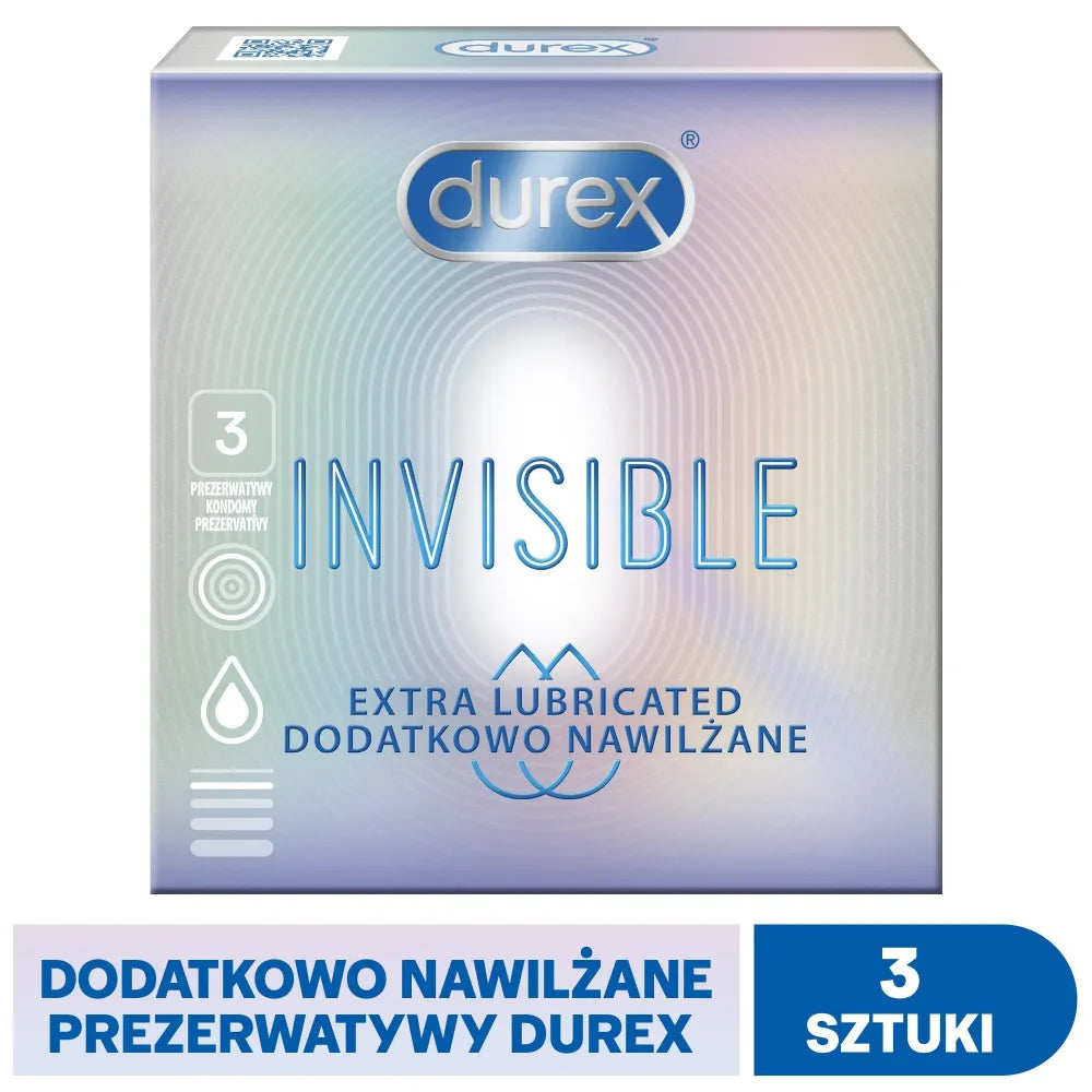 DUREX PREZERW.3pcs INVISIBLE Išorinis Lubrikantas - Medicinos ir slaugos prekės