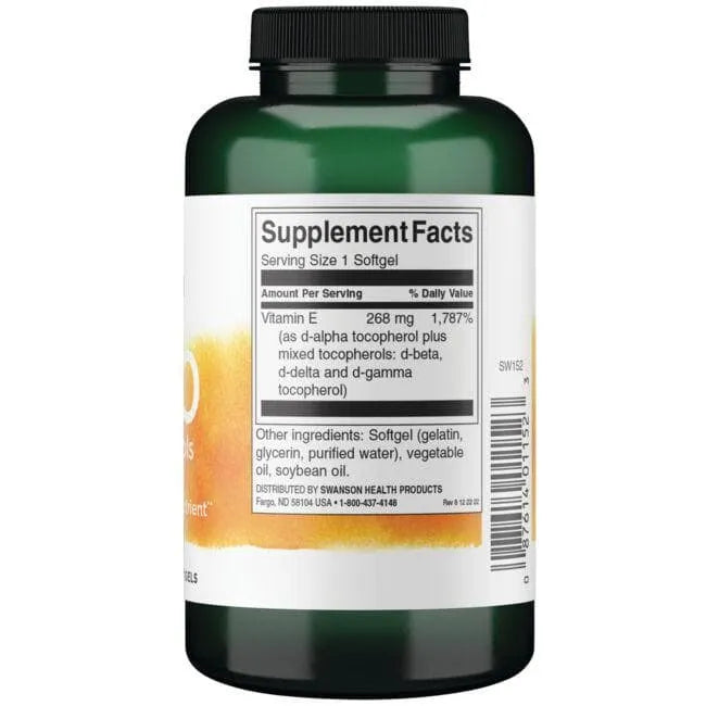 E-400 Mixed Tocopherols - 400 IU - 268 mg - N250 - Swanson - Papildai