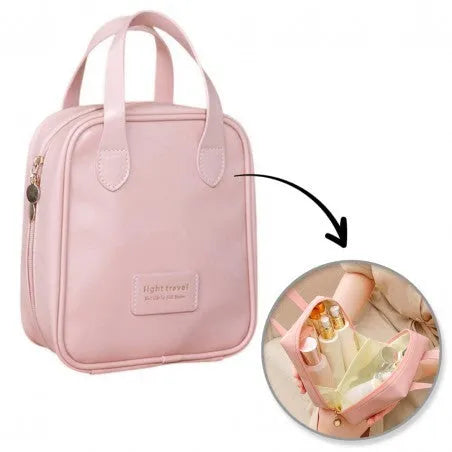 ECARLA Cosmetic bag with handle - pink KS128R - Kosmetika