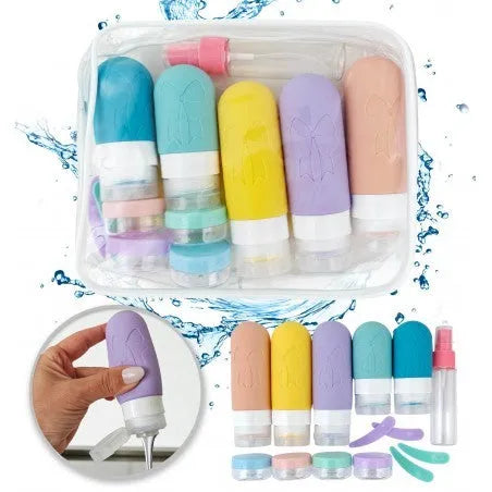 ECARLA Set of silicone containers - bottles travel jars 14in1 KS143 - Kosmetika