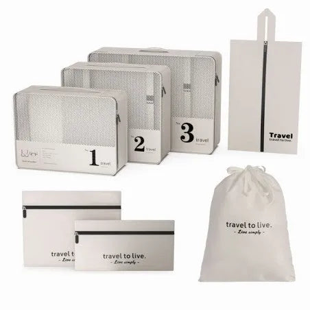 ECARLA Travel set of 7 cosmetic bags - cream organizers KS142K - Kosmetika