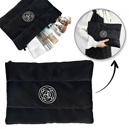ECARLA Women’s quilted waterproof cosmetic bag - black KS144CZ - Kosmetika