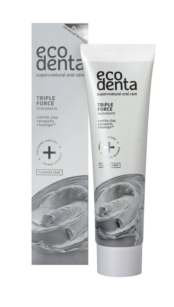 ECODENTA Dantų pasta Triple action baltoji molis - Kosmetika