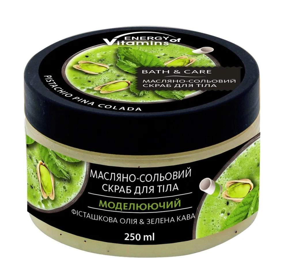 ENERGY OF VITAMINS Bath&Care Oil Salt Body Peeling Pistachio Pina Colada 250ml - Kosmetika