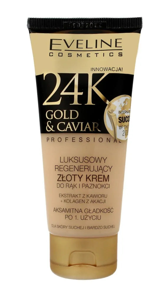 Eveline 24k Gold & Caviar Auksinis regeneruojantis kremas rankoms ir nagams 100ml - Kosmetika