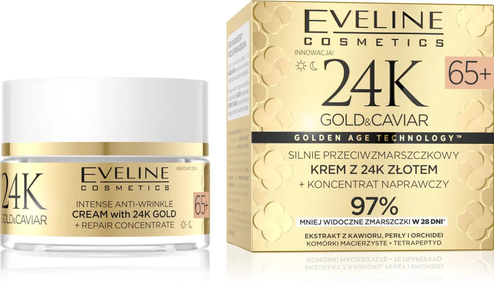 EVELINE 24K Gold&Caviar; Stiprus kremas nuo raukšlių 65+ 50 ml - Kosmetika