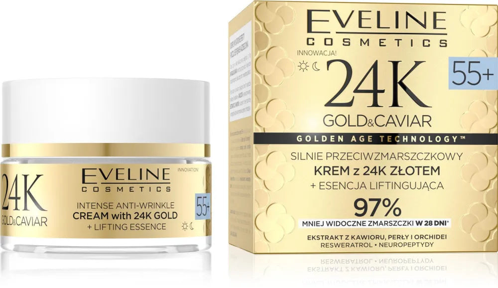 EVELINE 24K Gold&Caviar; Stiprus raukšlių kremas 55+ 50 ml - Kosmetika
