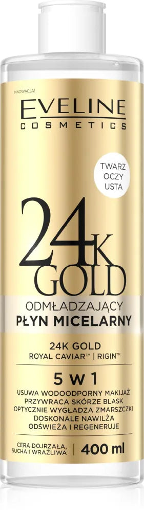 EVELINE 24K Gold Rejuvenating Micellar Lotion 5in1 400 ml - Kosmetika