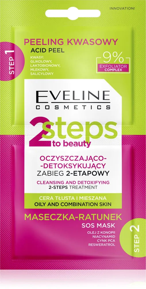 EVELINE 2Steps To Beauty 2-etapė valymo ir detoksikacijos procedūra 2x4 ml - Kosmetika