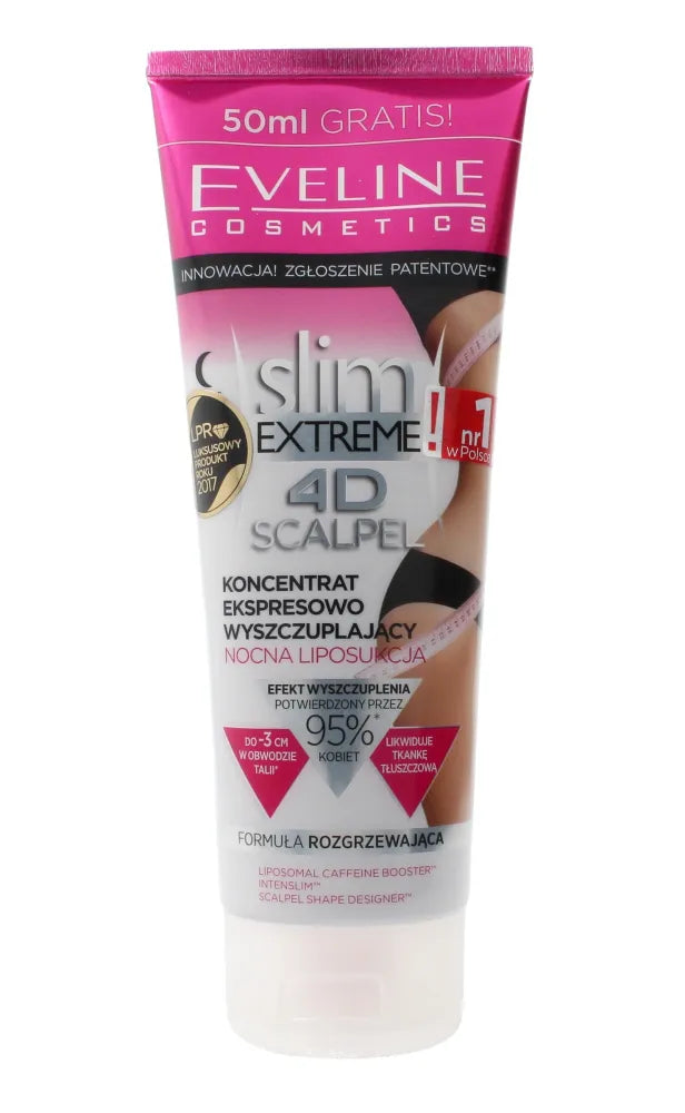 Eveline 4D slim EXTREME Scalpel Express liekninantis koncentratas Naktinė Liposukcija 250ml - Kosmetika