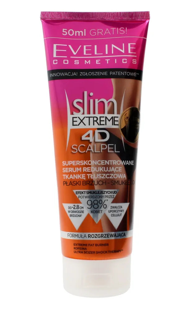 Eveline 4D slim EXTREME Scalpel Superkoncentruotas serumas mažinantis riebalinį audinį 250ml - Kosmetika