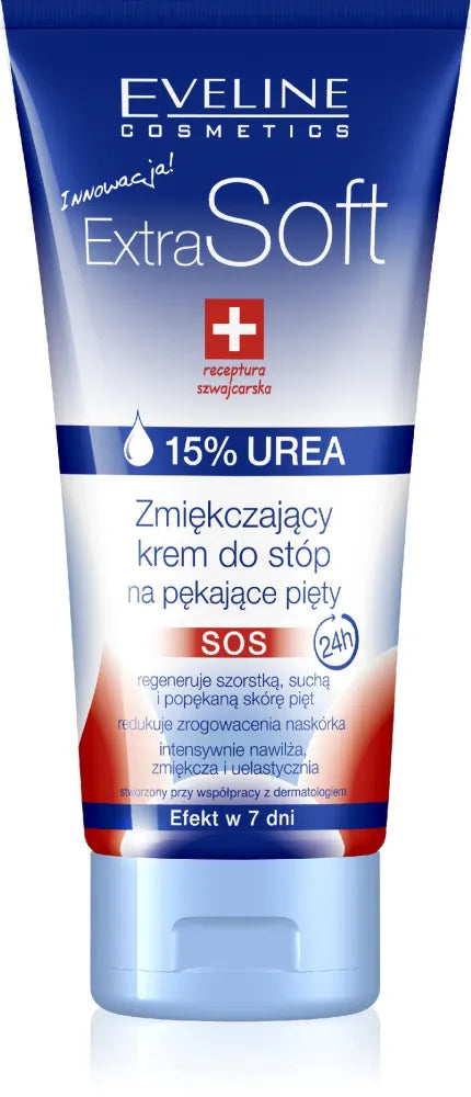 Eveline Extra Soft SOS Kremas įtrūkusiems kulnams 15% Urea 100ml - Kosmetika