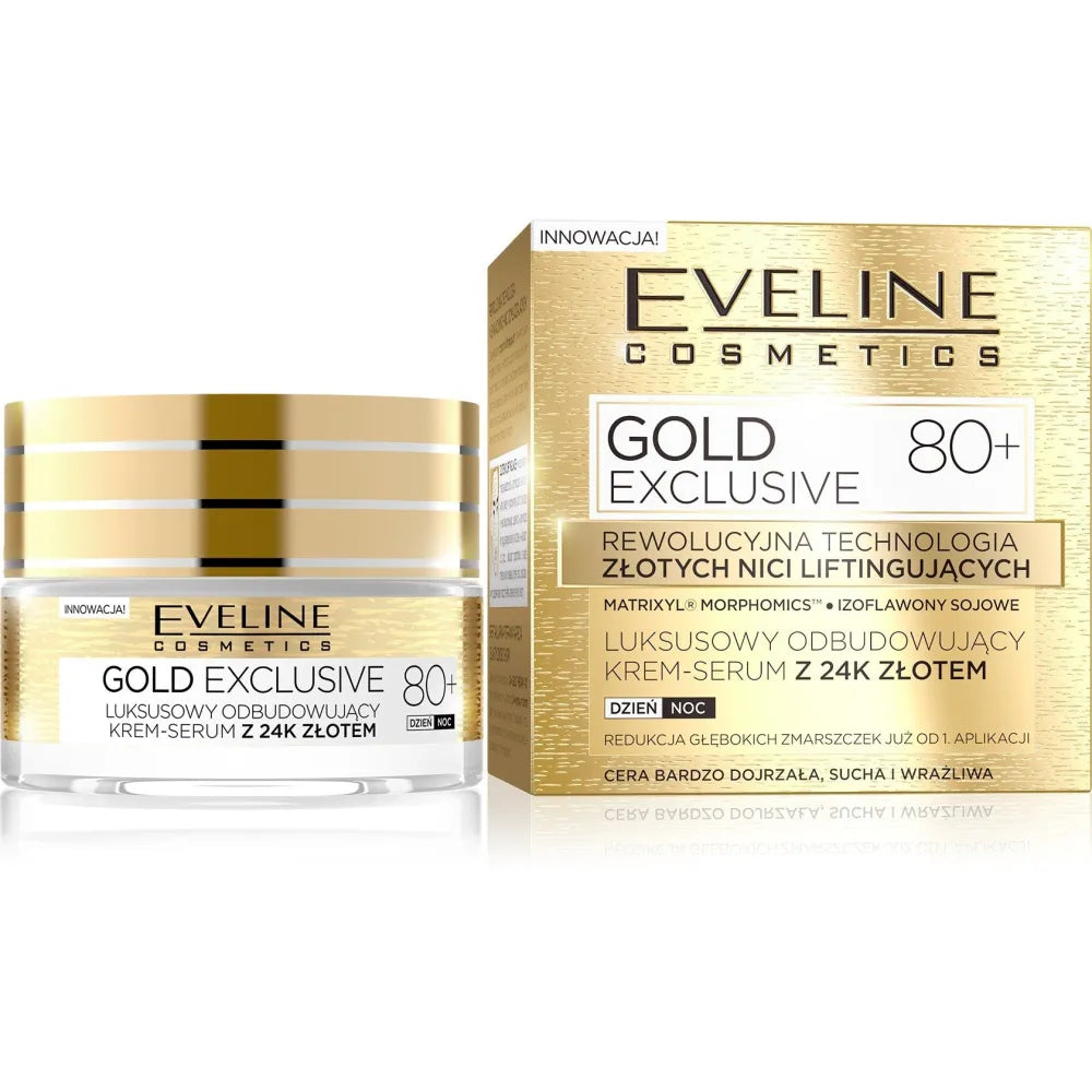 Eveline Gold Lift Expert 80+ Atkuriamoji kremas-serumas dienai ir nakčiai 50ml - Kosmetika