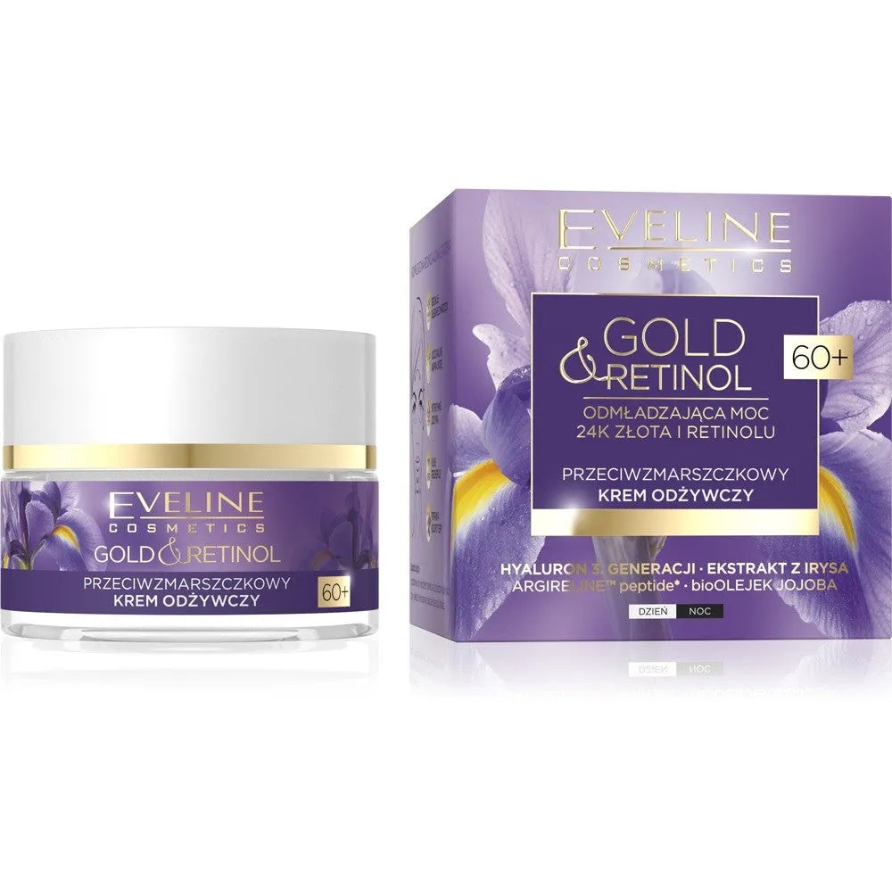 Eveline Gold & Retinol 60+ Anti-wrinkle Nourishing Cream for Day and Night 50ml - Kosmetika