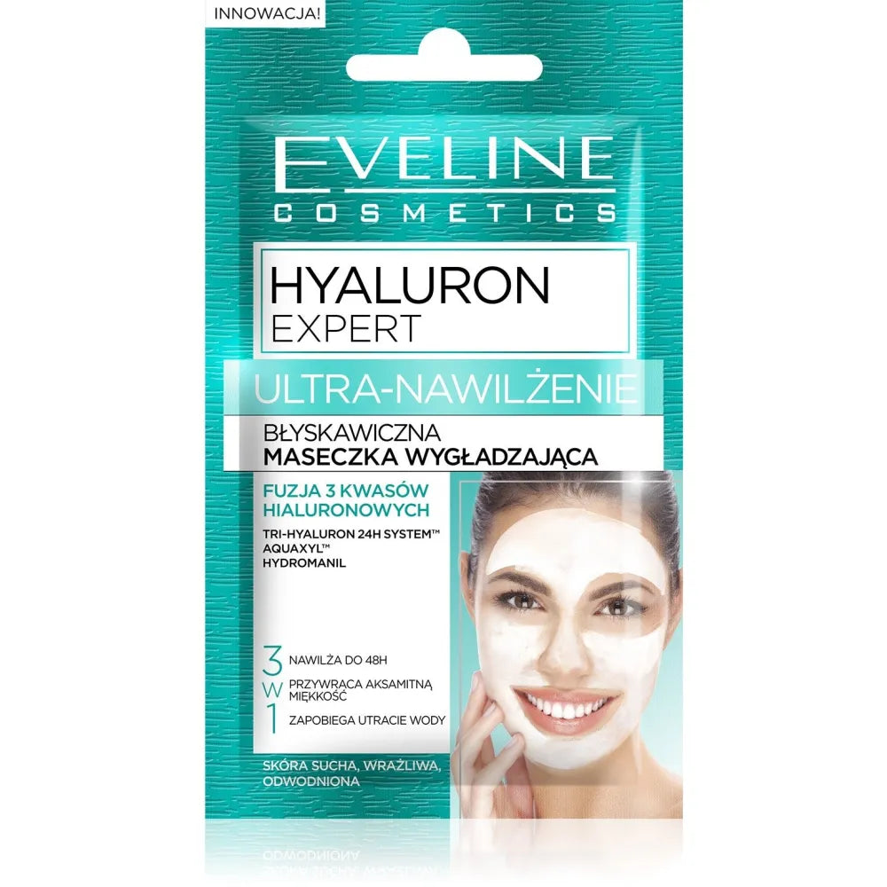 Eveline Hyaluron Expert Ultra-Moisturizing Instant smoothing mask - 2x5ml pakelis - Kosmetika