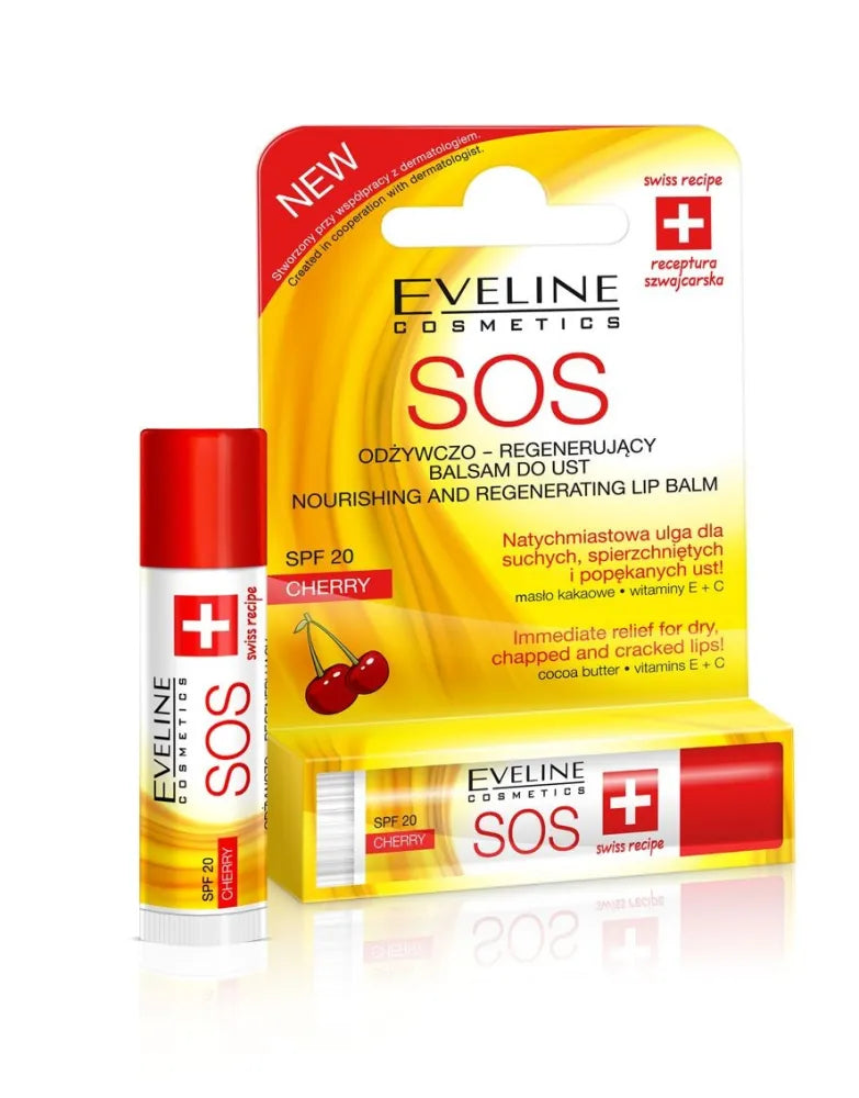 Eveline Lipstick - apsauginis lūpų balzamas SOS vyšnia 1 vnt - Kosmetika