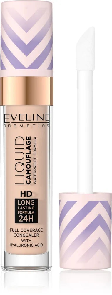 EVELINE Liquid Camouflage Vandeniui atsparus koreguojantis kremas su hialurono rūgštimi nr. 2.5 Šviesiai persikų 7.5 ml