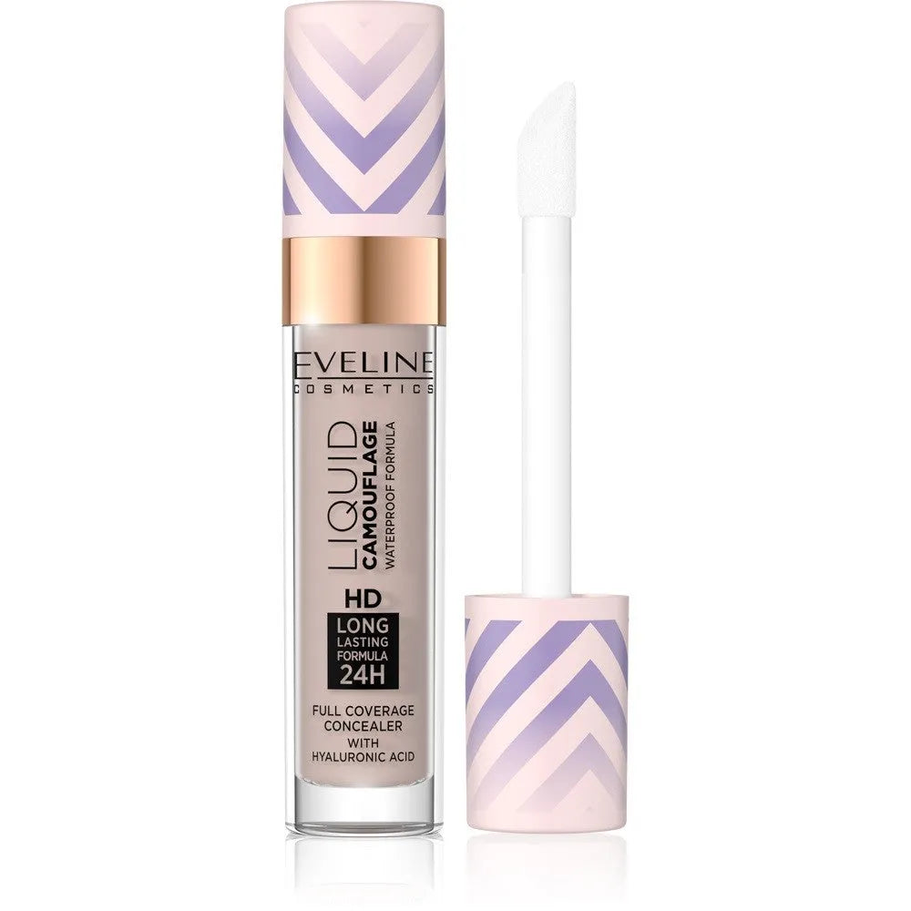 Eveline Liquid Camouflage Waterproof Concealer su hialurono rūgštimi nr. 04 Šviesus migdolų 7.5ml - Kosmetika