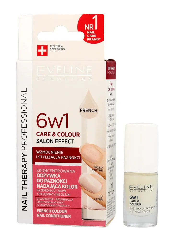 Eveline Nail Therapy Lacquer kondicionierius 6in1 Priežiūra & Spalva Prancūziškas 5ml - Kosmetika