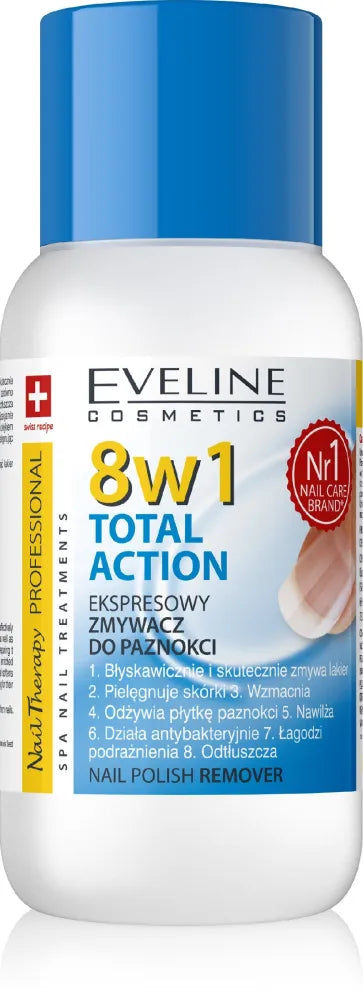 Eveline Nail Therapy Professional Nagų lako valiklis 8in1 Visapusiška veikla be acetono 150 ml - Kosmetika