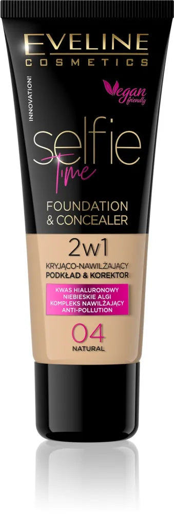 Eveline Selfie Time Foundation 2in1 dengiantis-drėkinantis nr. 04 Natūralus 30ml - Kosmetika