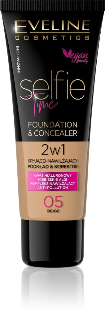 Eveline Selfie Time Foundation 2in1 dengiantis-drėkinantis nr. 05 Bežinis 30ml - Kosmetika