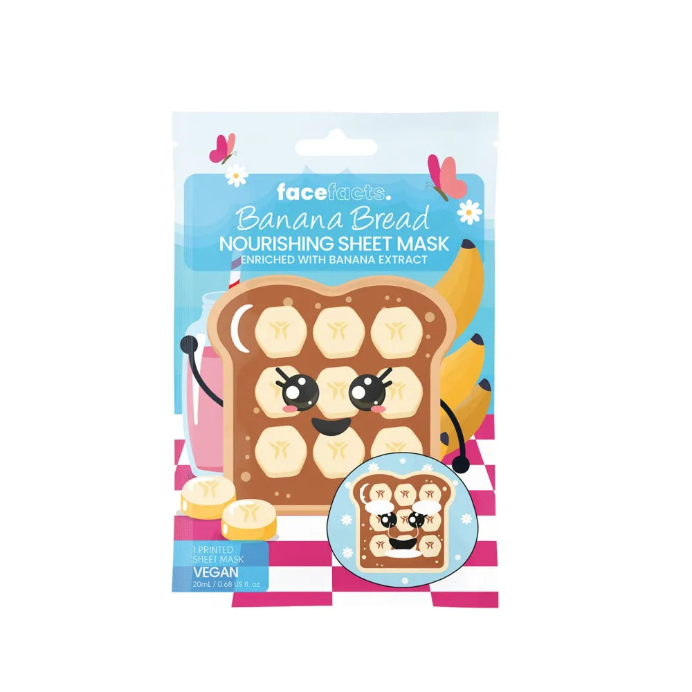 FACE FACTS Printed Nourishing sheet mask - Banana bread 20 ml - Maistingas veido kaukė - Kosmetika