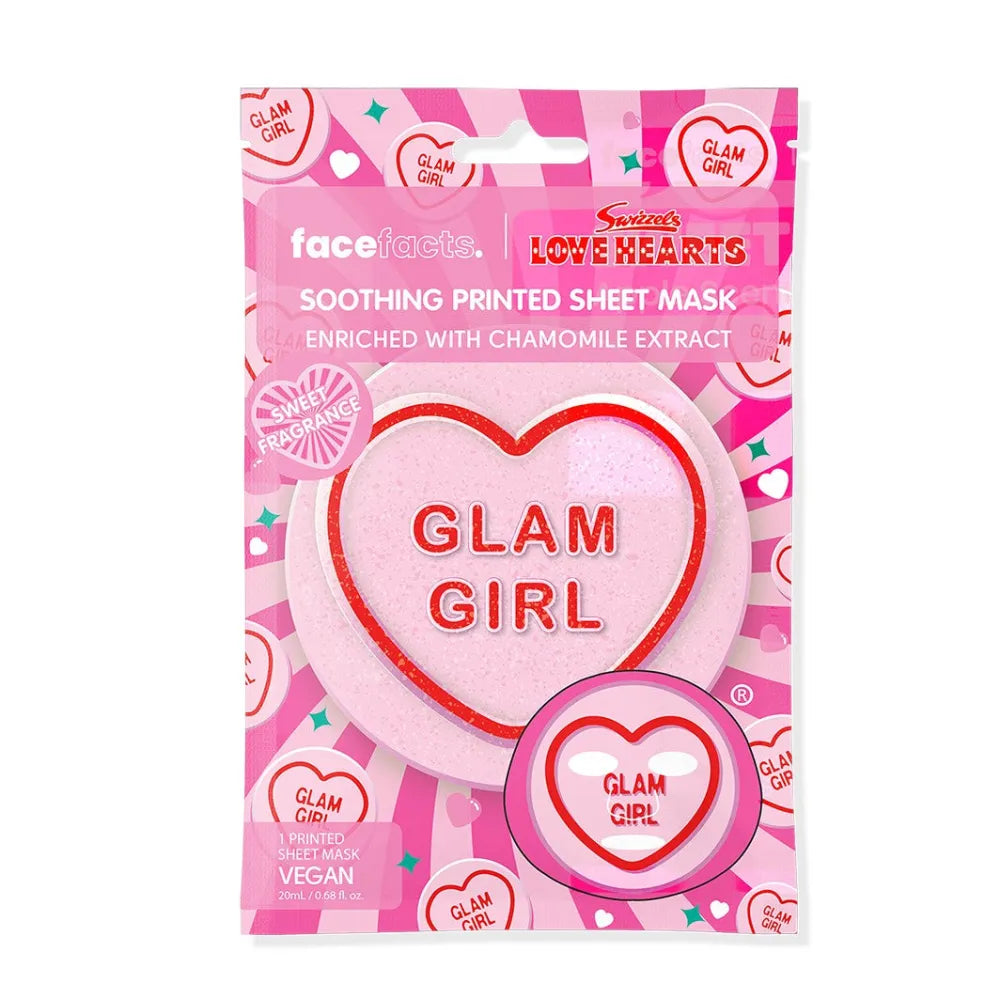 FACE FACTS Swizzels Love Hearts Glam Girl sheet mask 20 ml. - Kosmetika