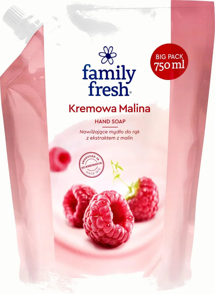 Family Fresh Drėkinantis Skystas Muilas Kremas Aviečių 750ml - atsargos - Kosmetika