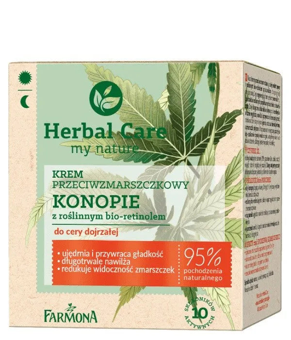 Farmona Herbal Care Anti-Wrinkle Cream Hemp with Plant Bio-Retinol - Brandžiai odai 50ml - Kosmetika