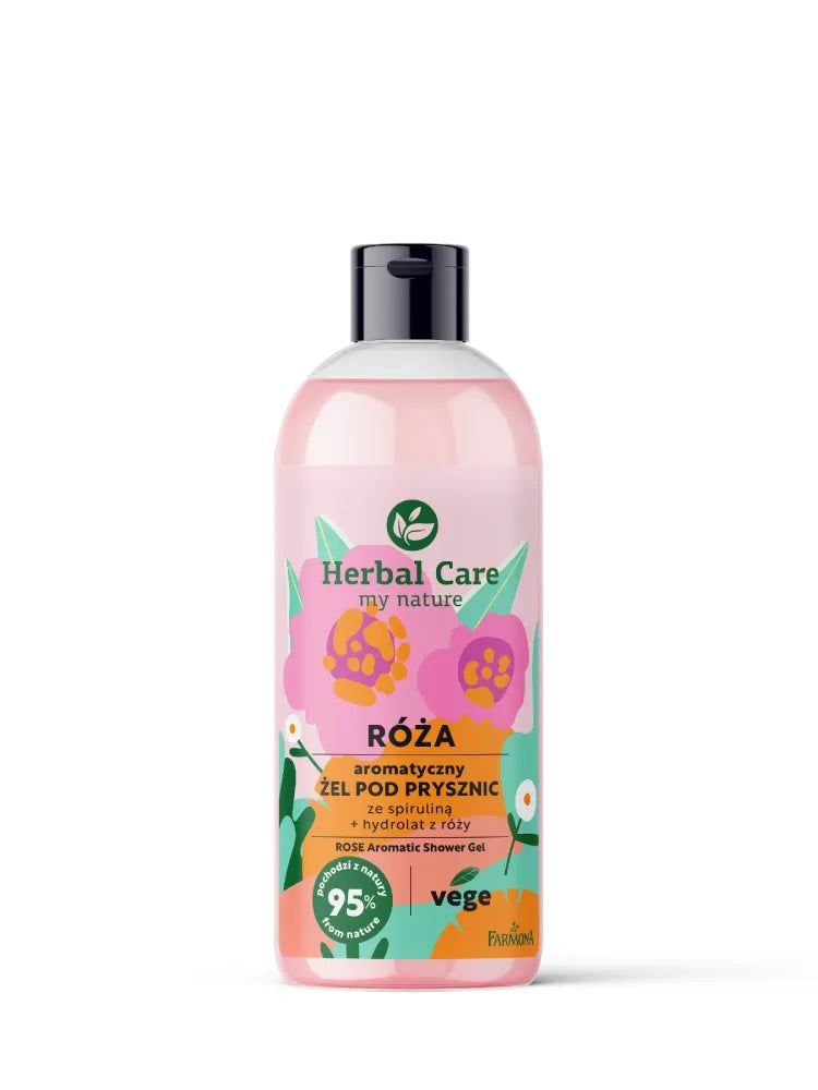 FARMONA Herbal Care Aromatinis dušo gelis su spirulina - ROŽĖ 500ml - Kosmetika