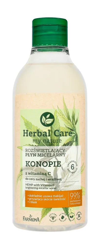 Farmona Herbal Care Illuminating Micellar Liquid Hemp with Vitamin C - sausai ir jautriai odai 400ml - Kosmetika