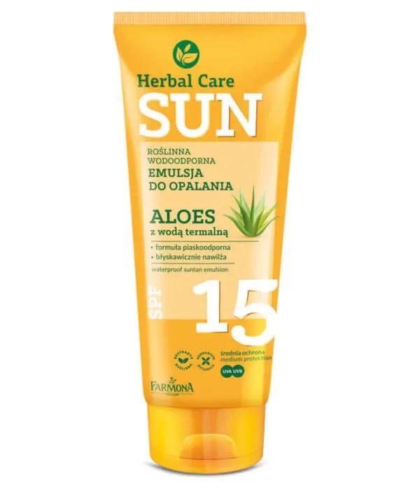 Farmona Herbal Care Sun Emulsion atspari vandeniui SPF15 Aloe su mineraliniu vandeniu 150ml - Kosmetika