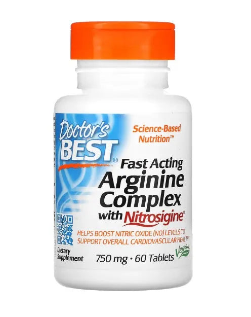 Fast Acting Arginine Complex with Nitrosigine 750mg - 60 tablets - Doctor’s Best - Papildai