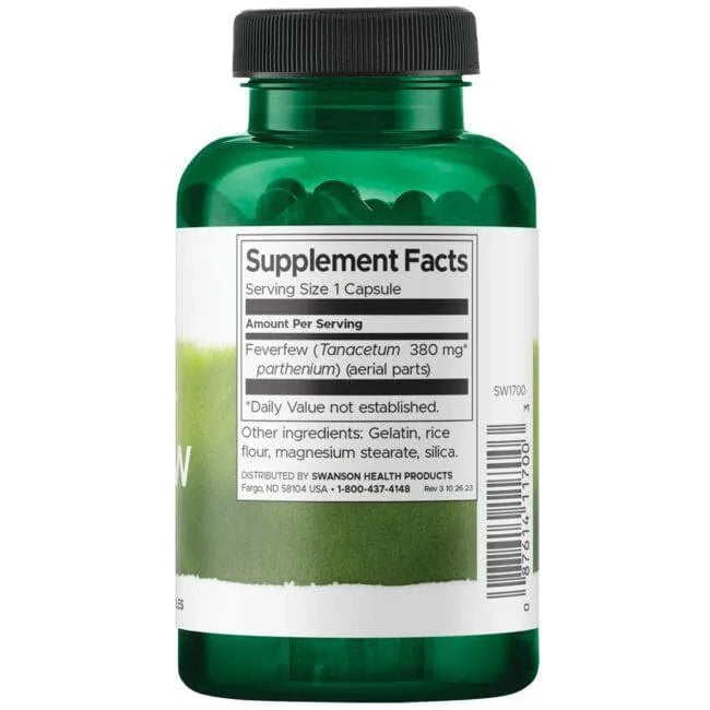 Feverfew - Atsipalaidavimui - 380 mg - N100 - Swanson - Papildai
