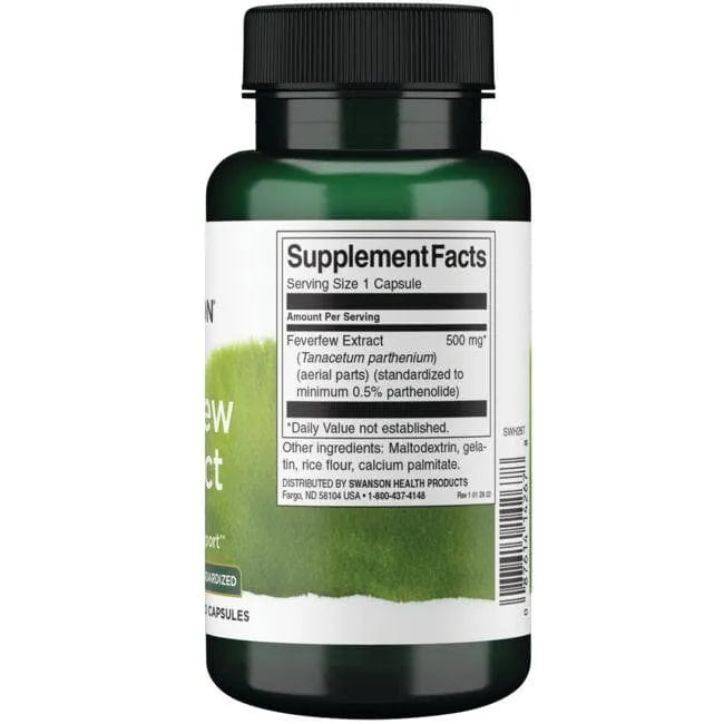 Feverfew Extract - Smegenų kraujotakai - 500 mg - N60 - Swanson - Papildai
