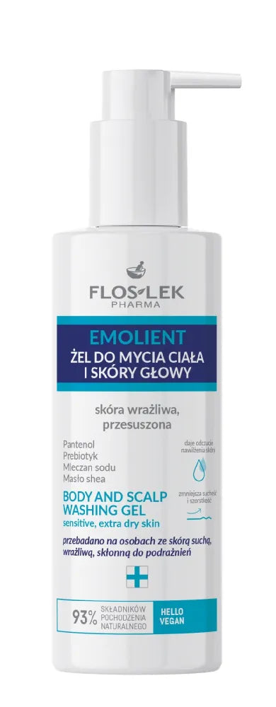 FLOS EMOLIENT Gel kūnui ir plaukams. jautriems 175ml - Kosmetika