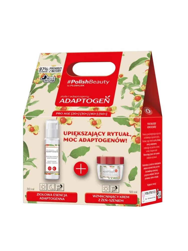 Floslek Adaptogen dovanų rinkinys (žolelių esencija 30ml + dieninis kremas 50ml) - Kosmetika