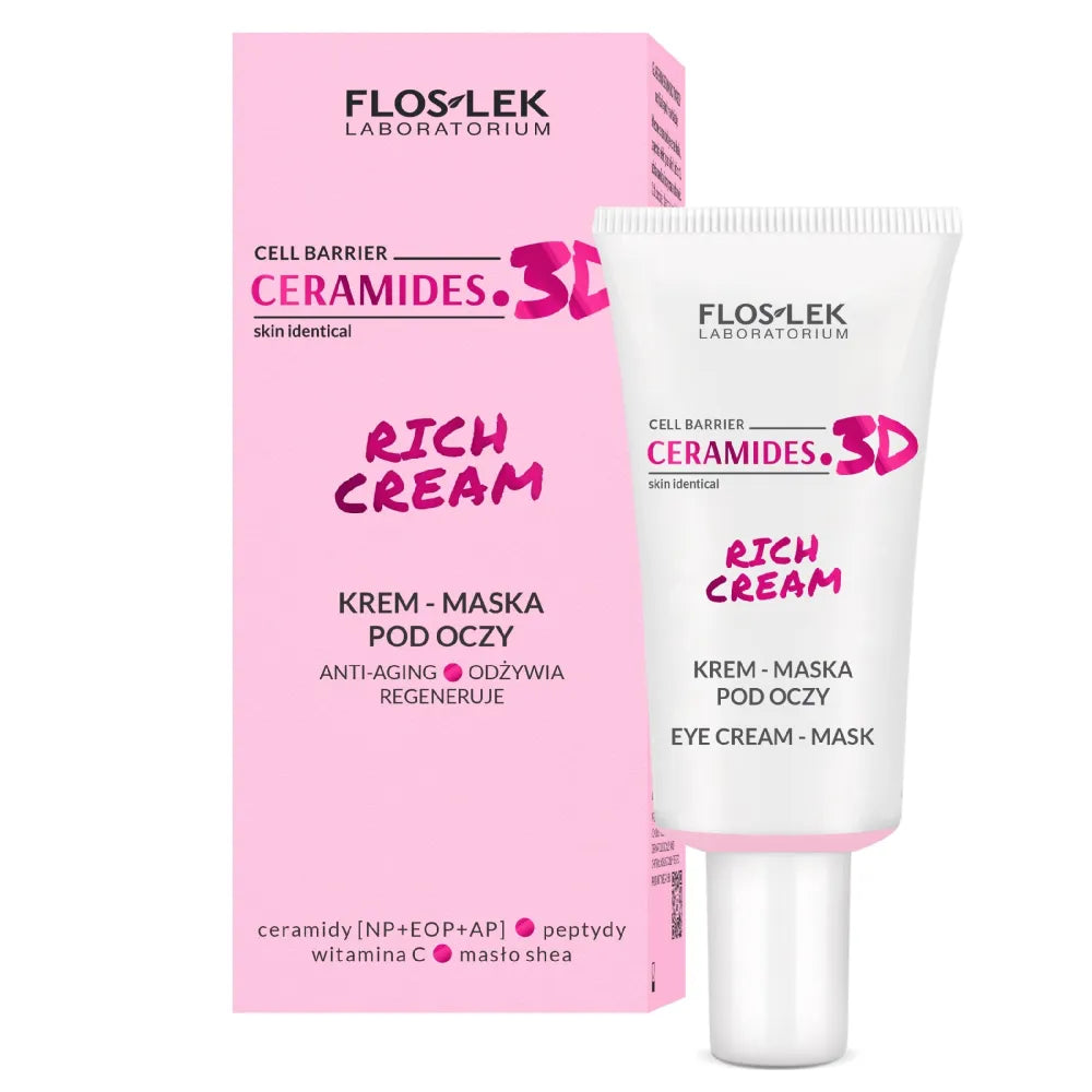 FLOSLEK CERAMIDES. 3D RICH CREAM Anti-aging eye cream-mask nourishes regenerates 30 ml. - Kosmetika