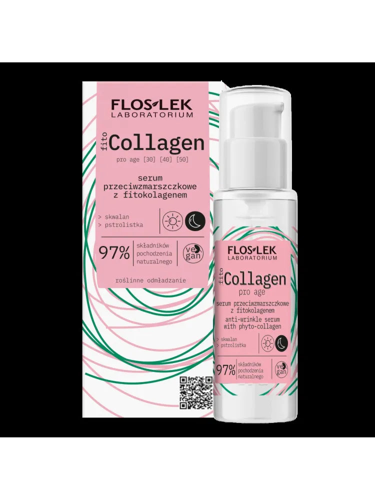 Floslek Fito Collagen Serum raukšlių mažinimui su fitokologenu dienai ir nakčiai 30ml - Kosmetika