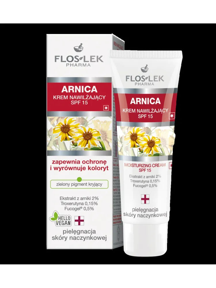 Floslek Pharma Arnica drėkinamasis ir spalvą išlyginantis kremas SPF 15 50ml - Kosmetika