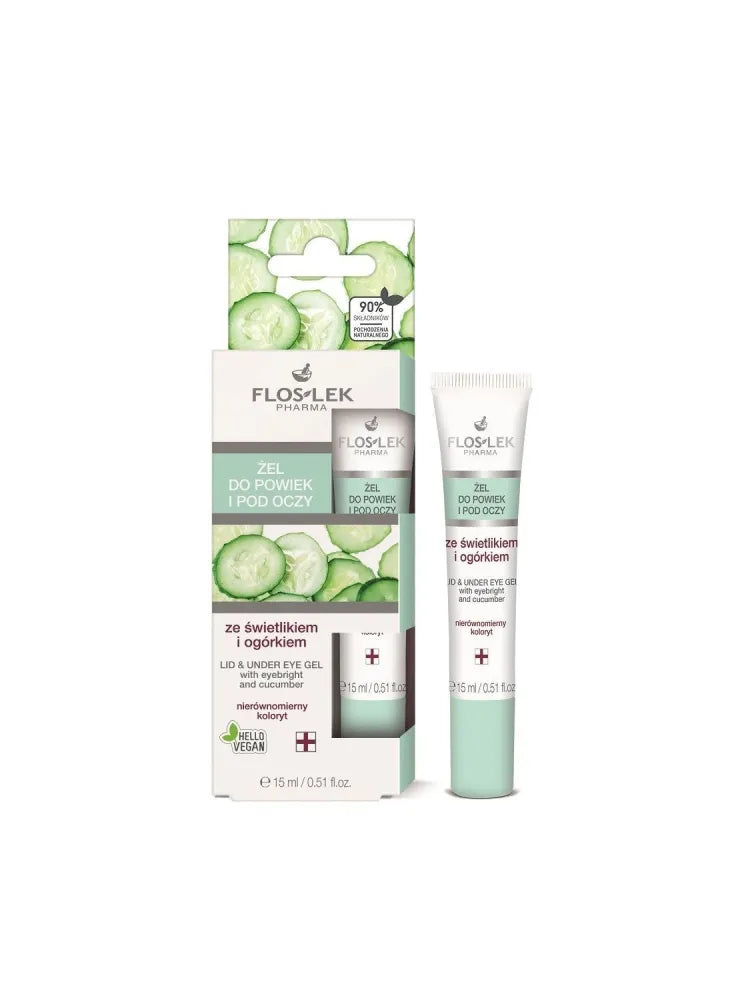 Floslek Pharma Gel su akies šviesa ir agurkais vokams po akimis 15 ml tūbelėje - Kosmetika