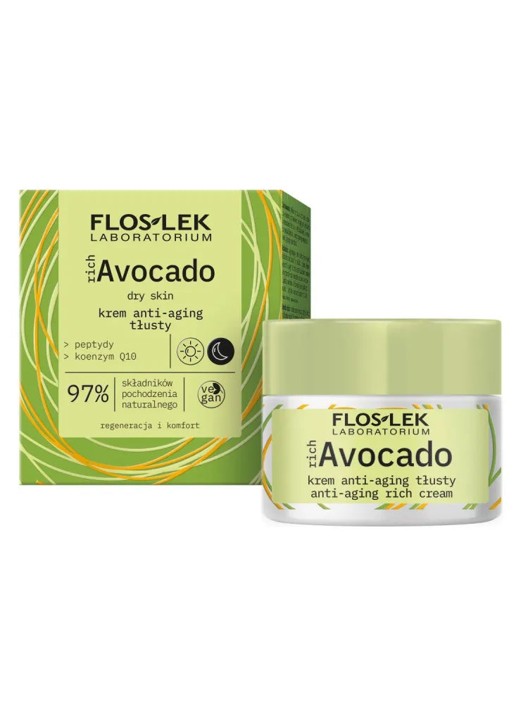 FLOSLEK richAvocado Anti-aging Cream riebiai odai dienai ir nakčiai - sausai 50ml - Kosmetika