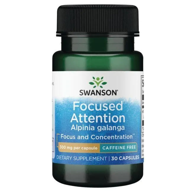 Focused Attention Alpinia Galanga - be kofeino - 300 mg - N30 - Swanson - Papildai