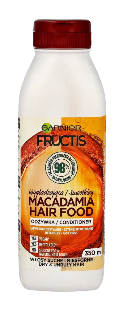 Fructis Hair Food Macadamia glotninantis kondicionierius sausiems ir nepaklusniems plaukams 350 ml - Kosmetika