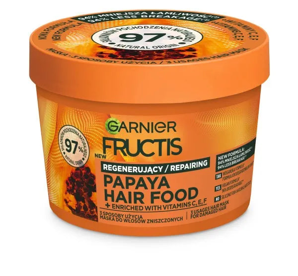 Fructis Hair Food Regeneruojanti kaukė pažeistiems plaukams - Papaja 400ml - Kosmetika