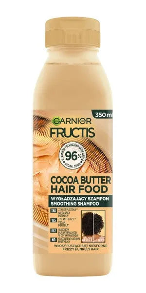 Fructis Hair Food Smoothing šampūnas Kakavos sviestas - garbanotiems ir nepaklusniems plaukams 350ml - Kosmetika
