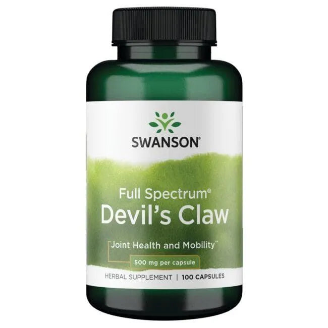 Full Spectrum Devil’s Claw - 500 mg - N100 - Gulsčiasis inkaruotis - Velnio letena - Swanson - Papildai