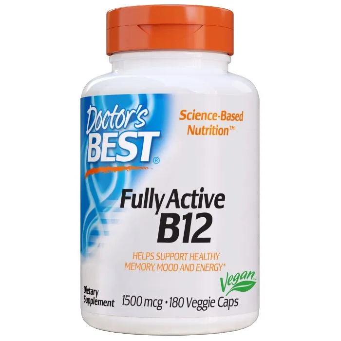 Fully Active B12 1500mcg - 180 vcaps - Doctor’s Best - Papildai