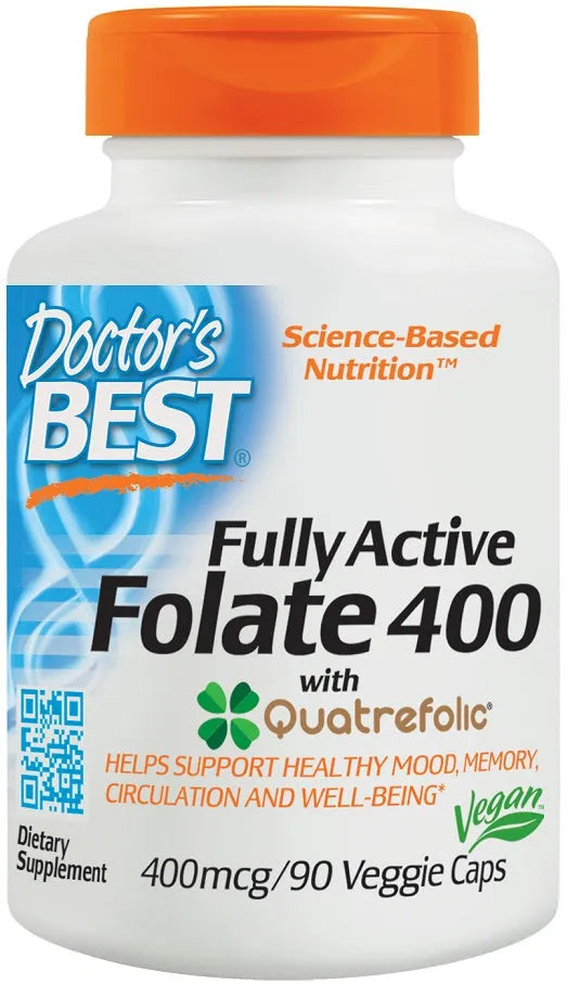Fully Active Folate 400 with Quatrefolic 400mcg - 90 vcaps - Doctor’s Best - Papildai